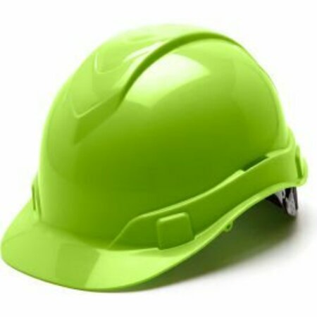 PYRAMEX Ridgeline Cap Style Hard Hat, Hi-Vis Green, 6-Point Ratchet Suspension HP46131